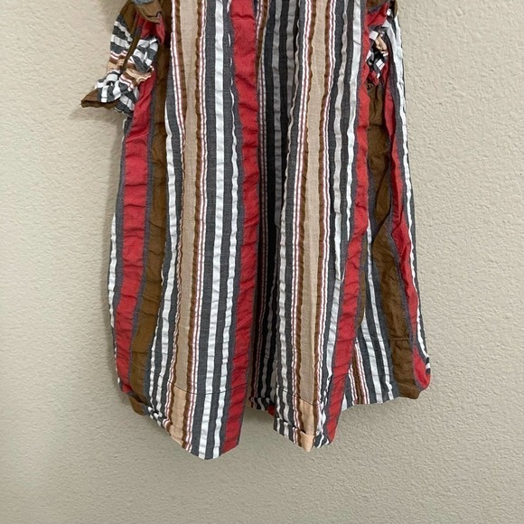 Ulla Johnson Adana Stripe Ruffle Flutter Sleeve High-Neck Blouse Top Poppy 4 - Picture 11 of 15